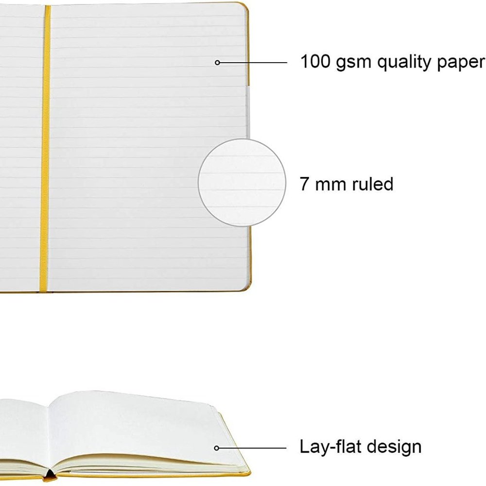 Paperage Yellow Hard Cover Lined Journal Notebook - Picture 3 of 4
